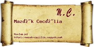 Mazák Cecília névjegykártya
